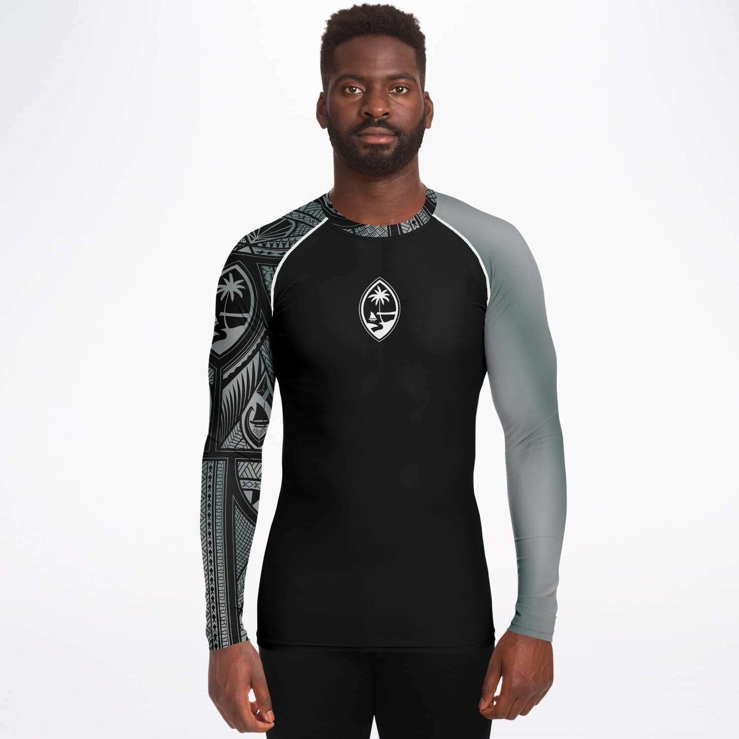 Guahan Tribal Men's Gray Rashguard