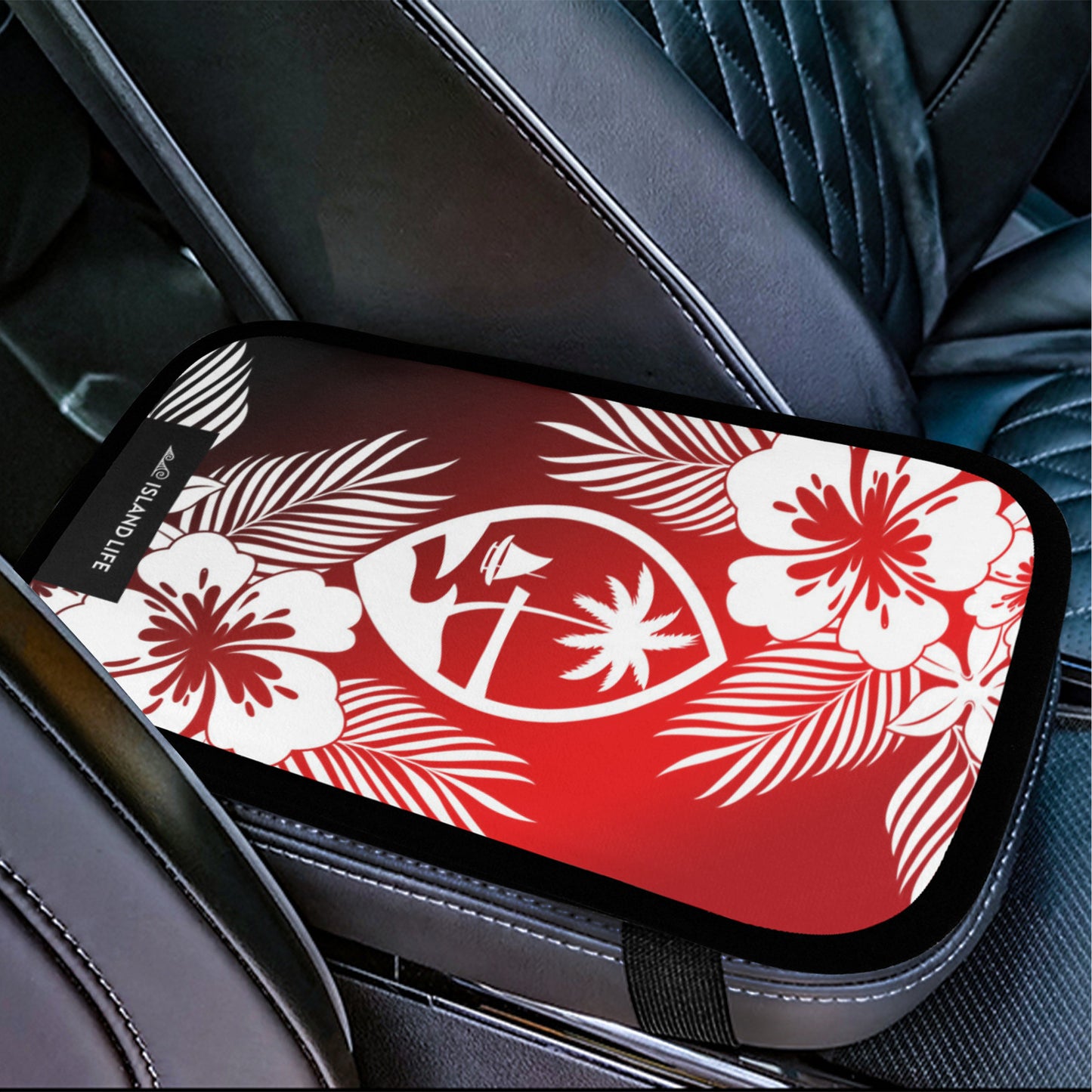 Guam Tropical Hibiscus Red Car Armrest Cover