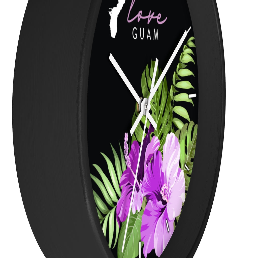 Love Guam Purple Hibiscus Wall clock