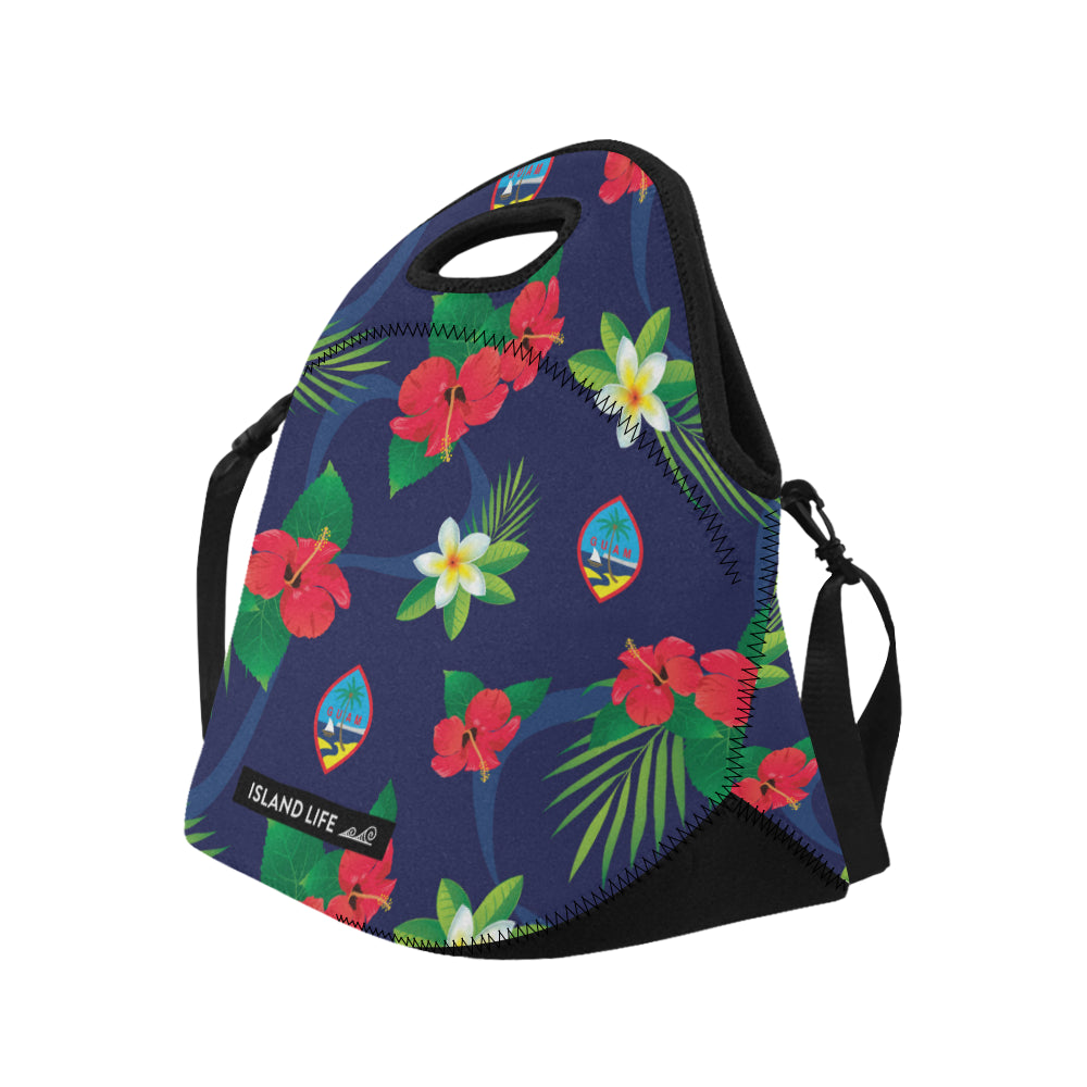 Guam Flag Flowers Neoprene Lunch Bag Large