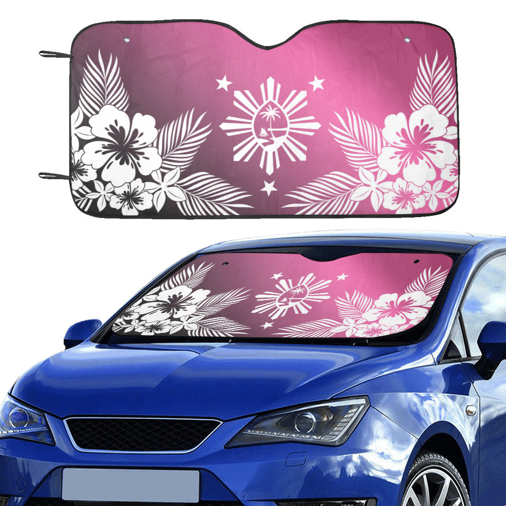 Guam Philippines Tropical Hibiscus Pink Car Sun Shade