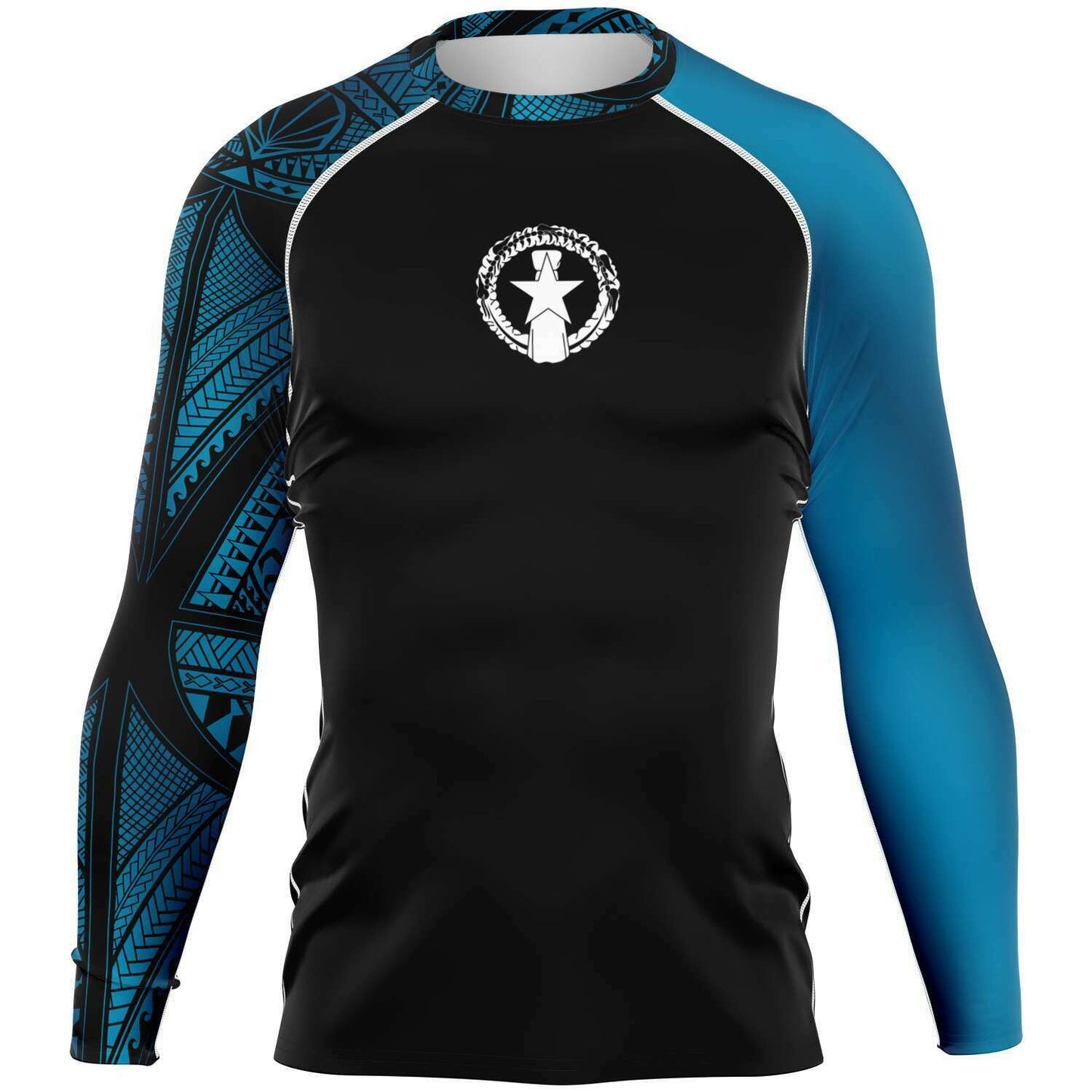 CNMI Tribal Men's Blue Rashguard