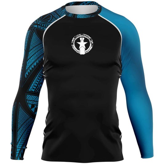 CNMI Tribal Men's Blue Rashguard