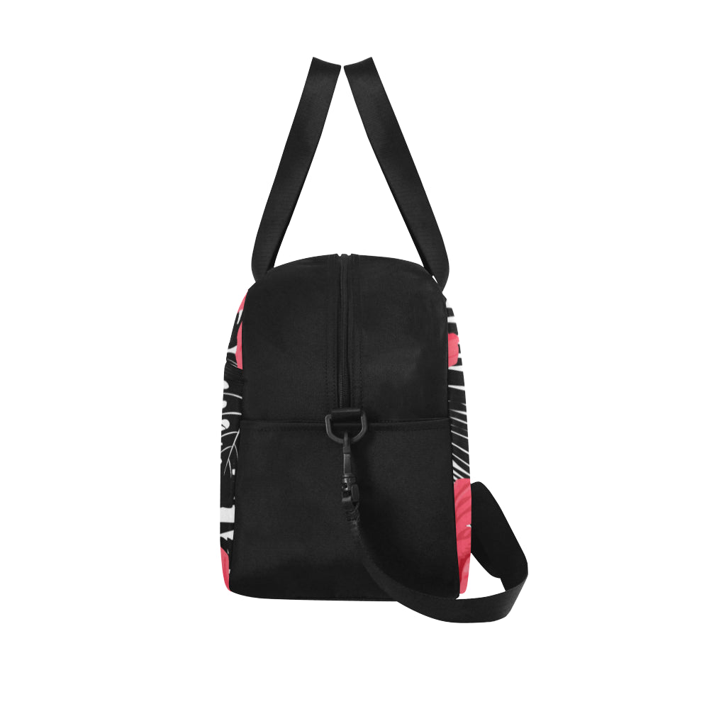 Guam Pink Black Hibiscus Leaves Fitness Gym Bag