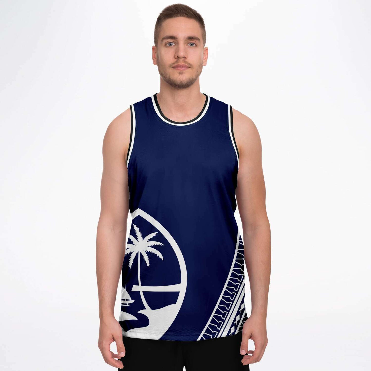 Guam Seal Tribal Blue Basketball Jersey
