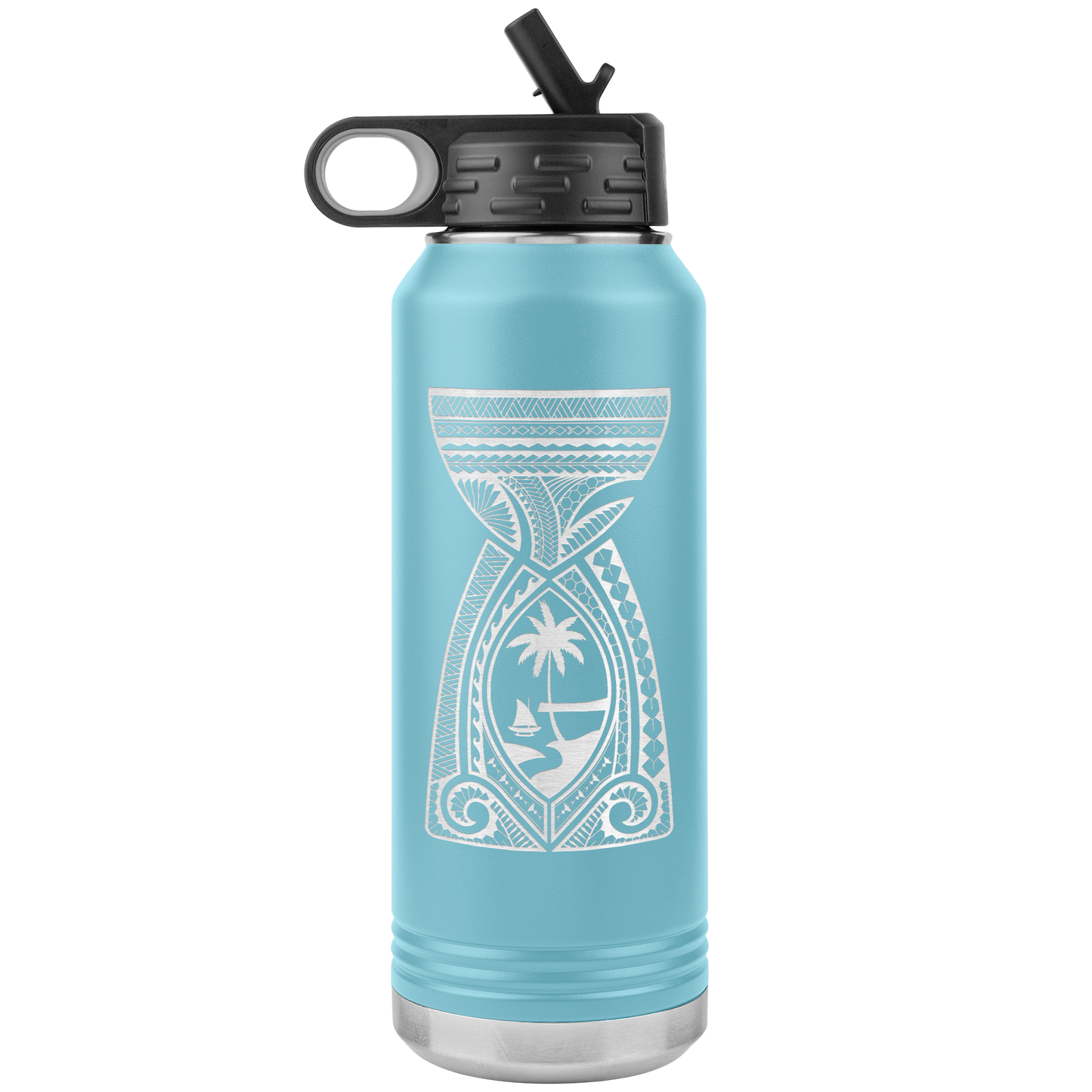 Guam Latte Stone Tribal 32oz Water Bottle Tumbler