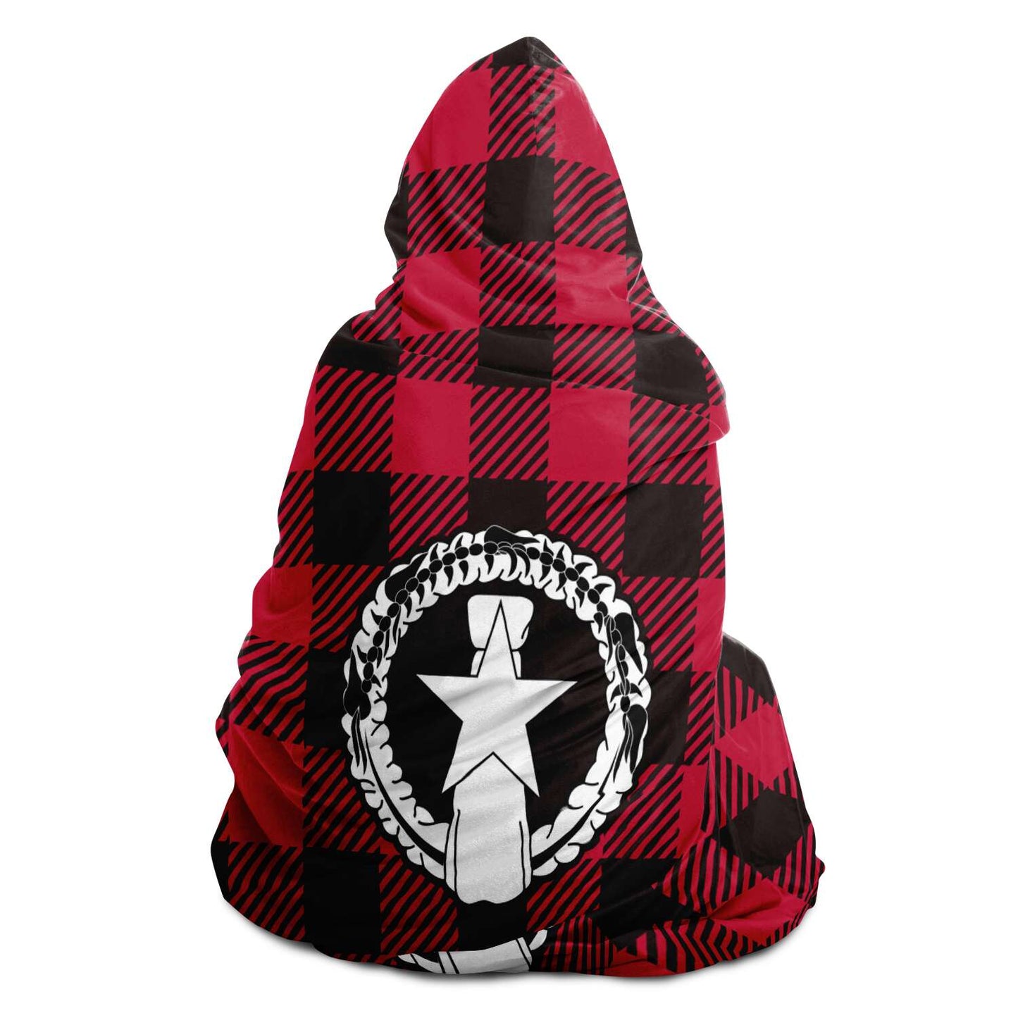 CNMI Saipan Tinian Rota Buffalo Plaid Premium Sherpa Hooded Blanket