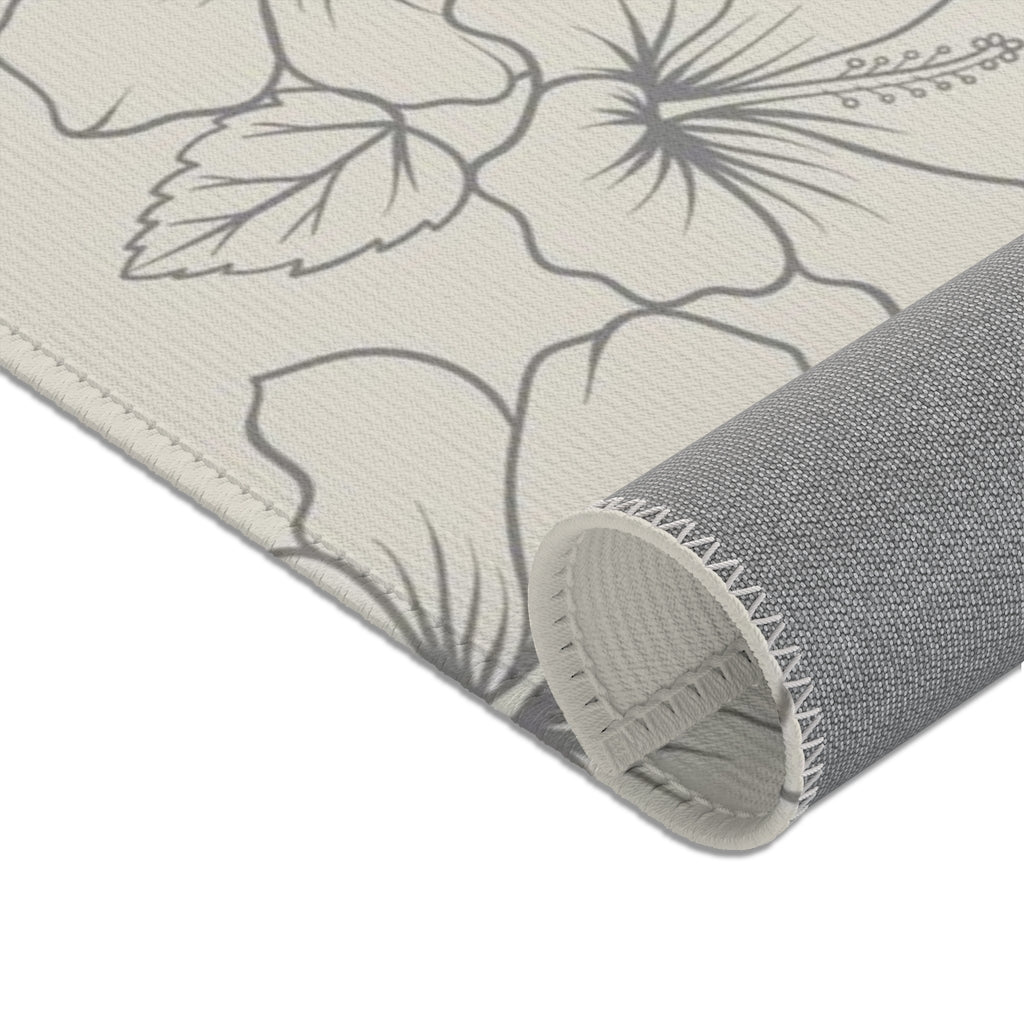 Guam CNMI Modern Hibiscus Beige Gray Area Rug