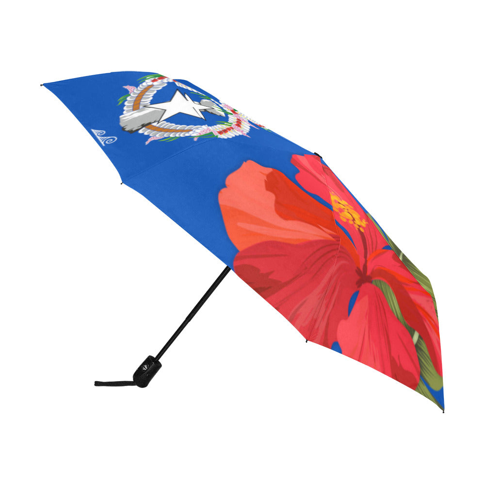 CNMI Seal Hibiscus Paradise Anti-UV Auto Foldable Umbrella