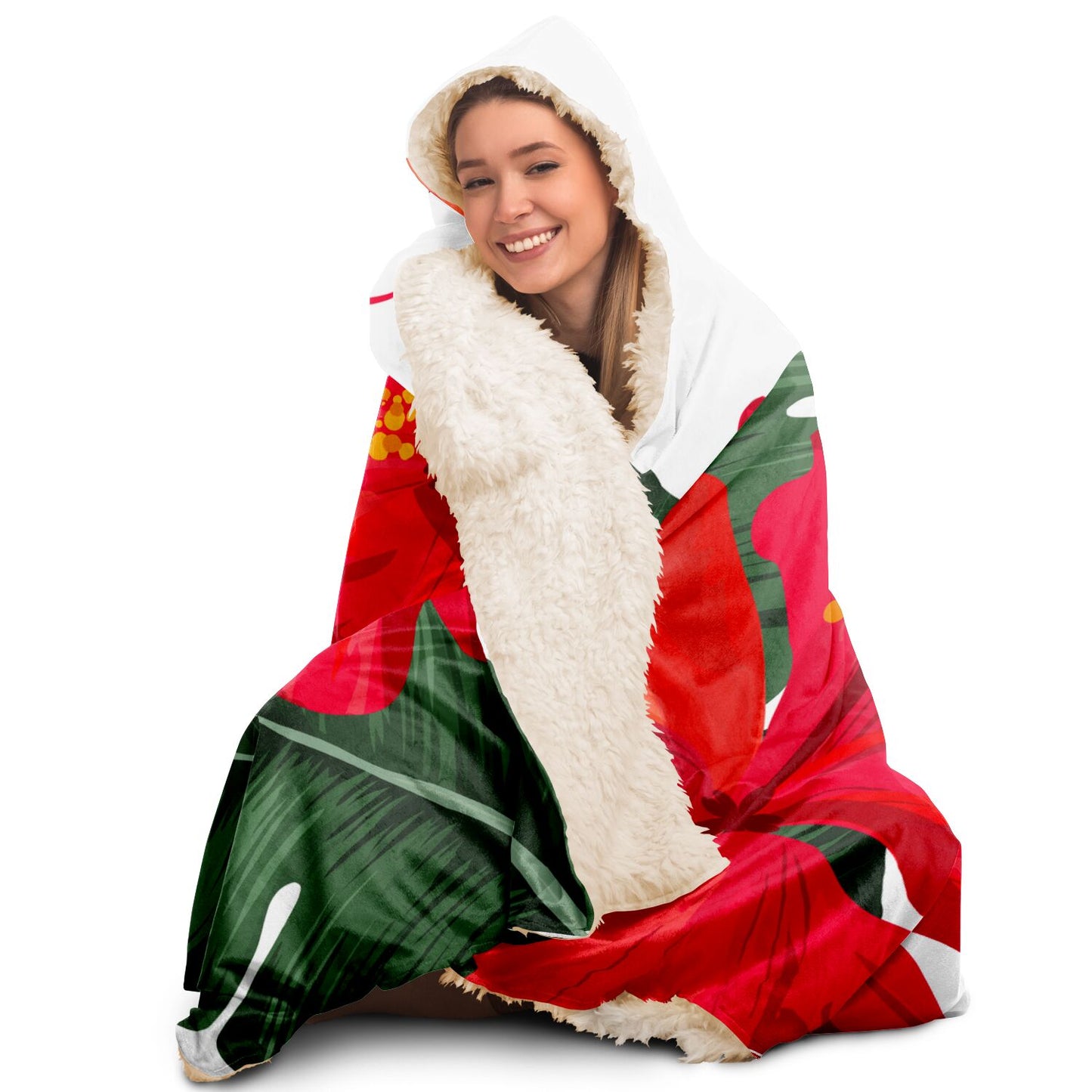 Guam Hibiscus Paradise Premium Sherpa Hooded Blanket
