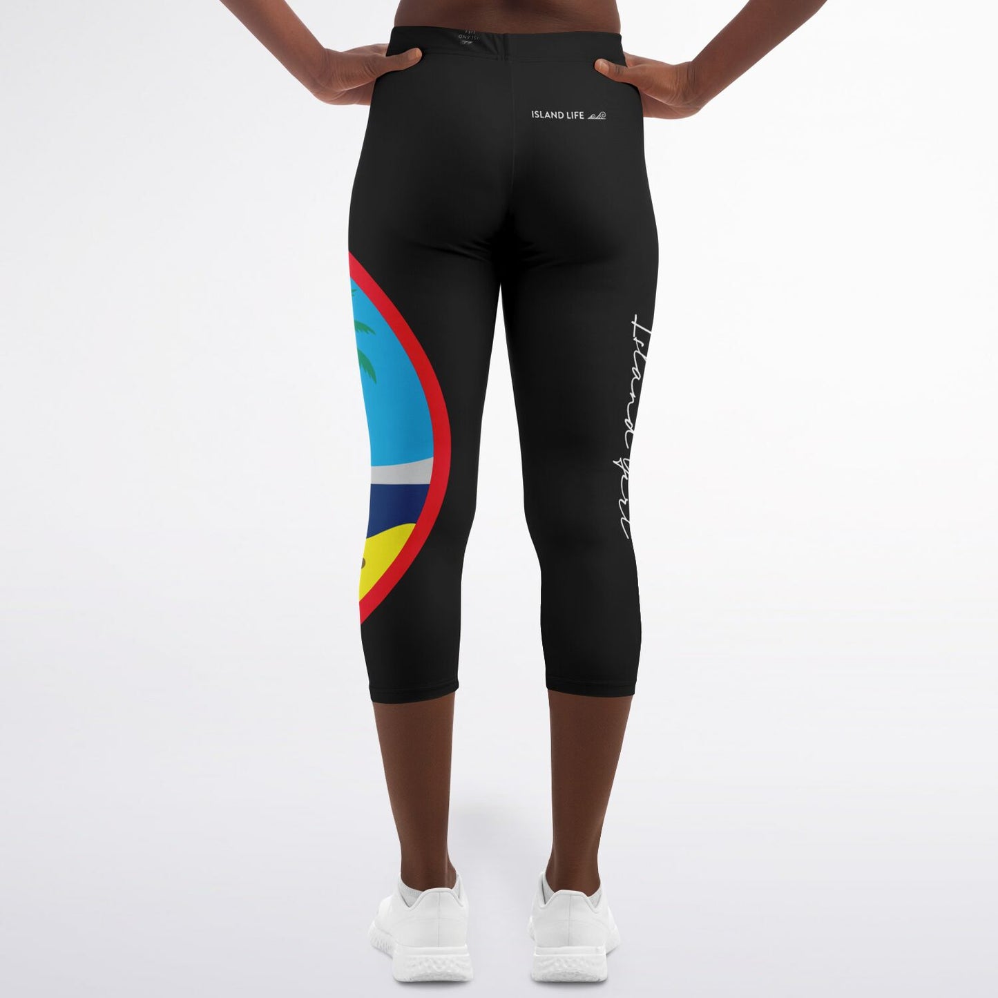 Guam Seal Color Island Girl Black Capri Leggings