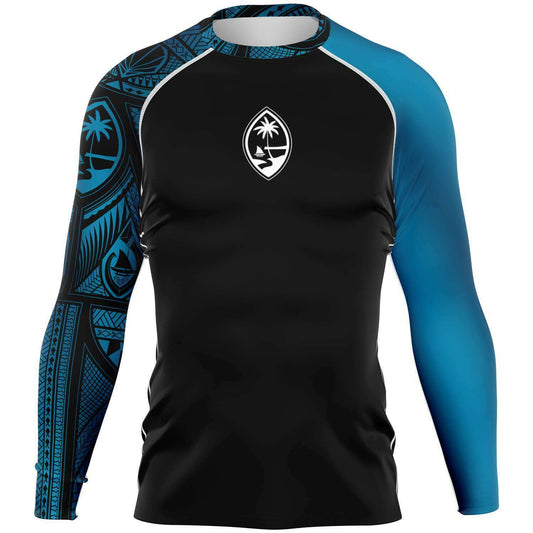 Guahan Tribal Men's Aqua Blue Rashguard