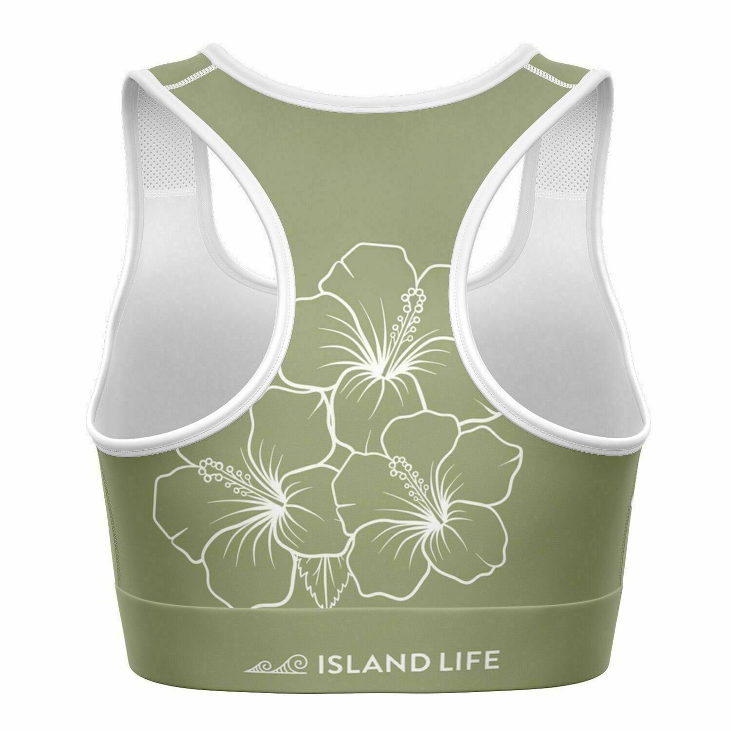Guam Green Modern Hibiscus Sports Bra