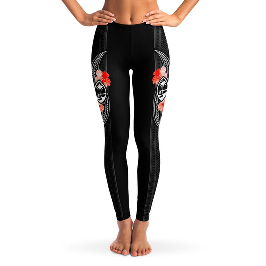 Guam Tribal Red Hibiscus Premium Leggings