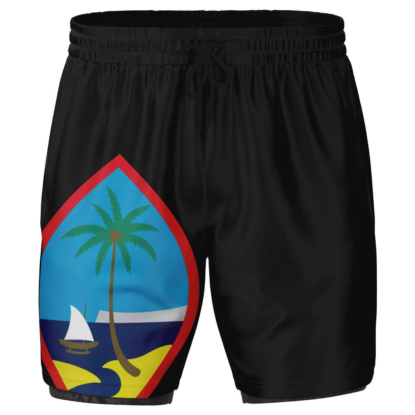 Guam Tribal Layer 2-in-1 Phone Pocket Active Shorts