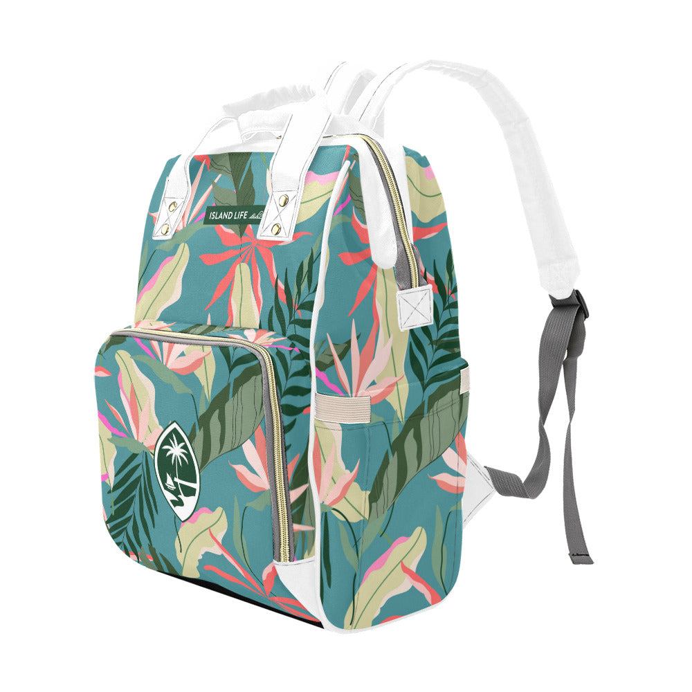 Guam Blue Birds of Paradise Multi-Function Baby Diaper Backpack Bag