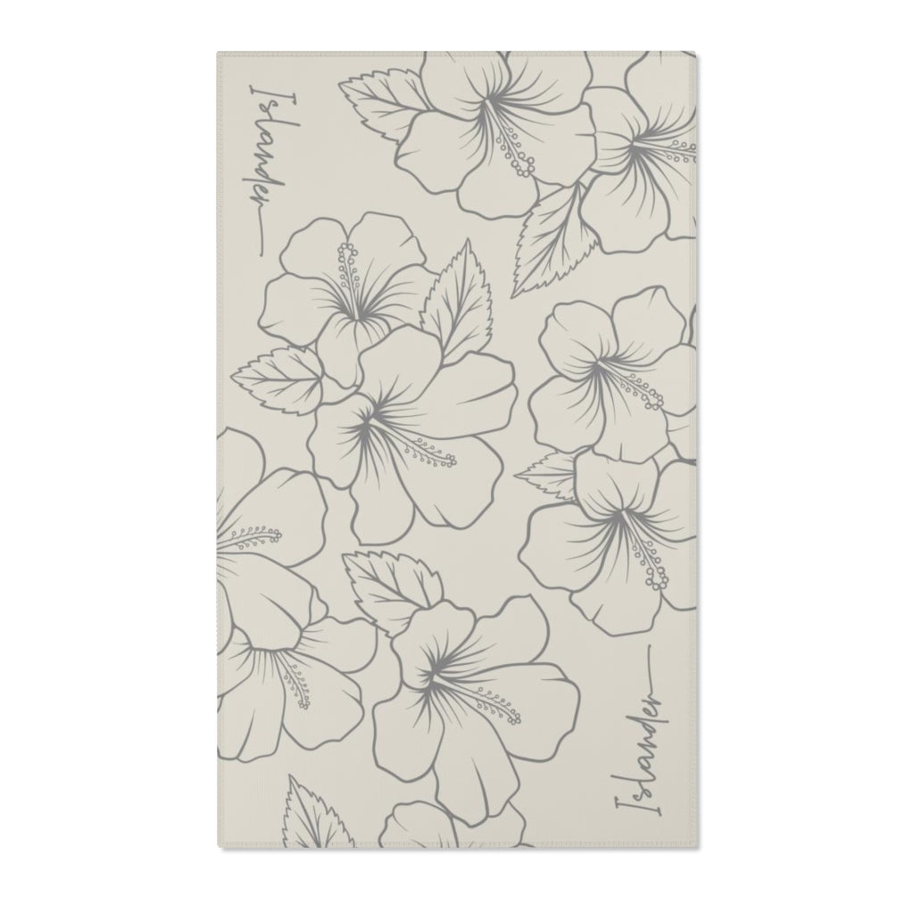 Guam CNMI Modern Hibiscus Beige Gray Area Rug