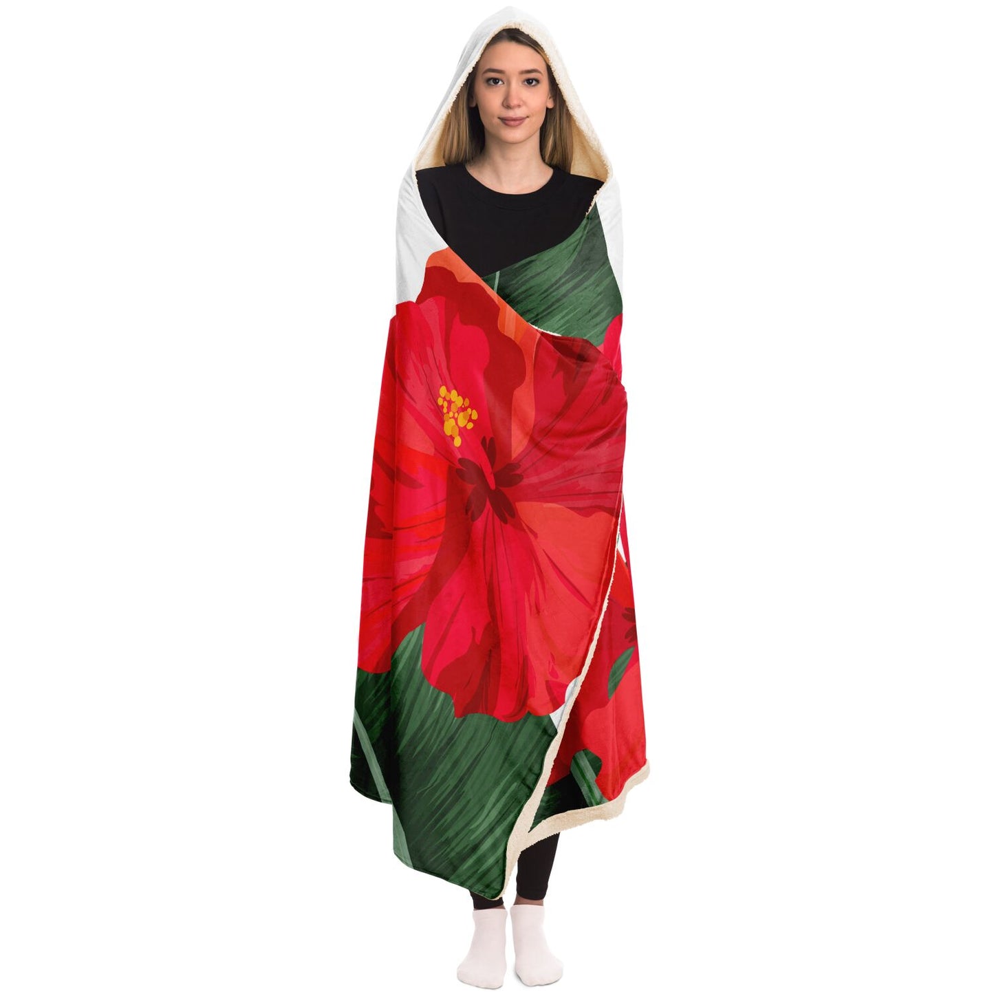 Guam Hibiscus Paradise Premium Sherpa Hooded Blanket