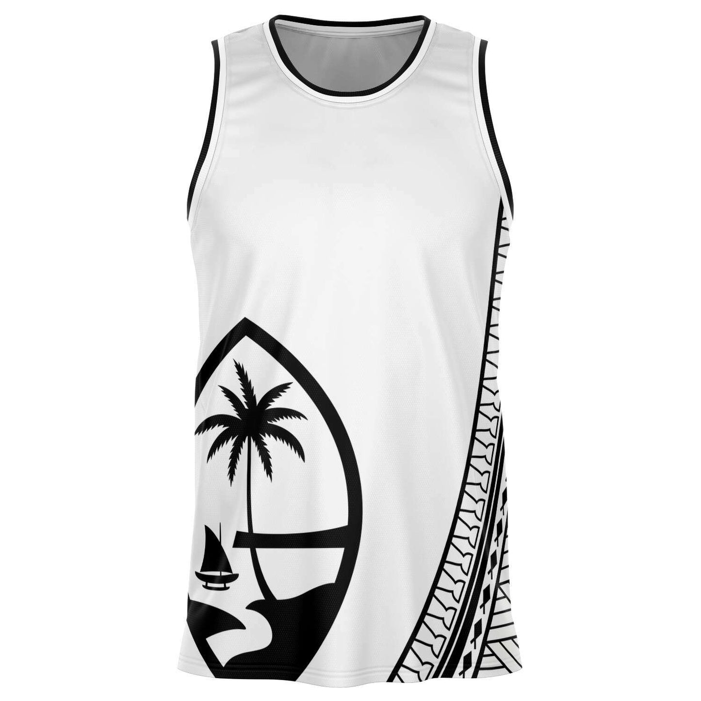 Guam Seal Tribal White Basketball Jersey