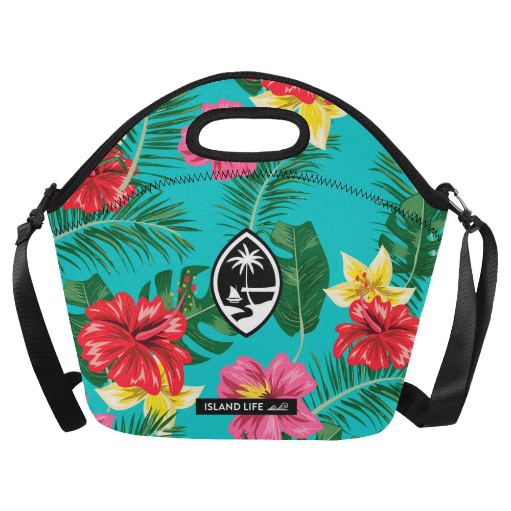 Floral Guam Neoprene Lunch Bag Large