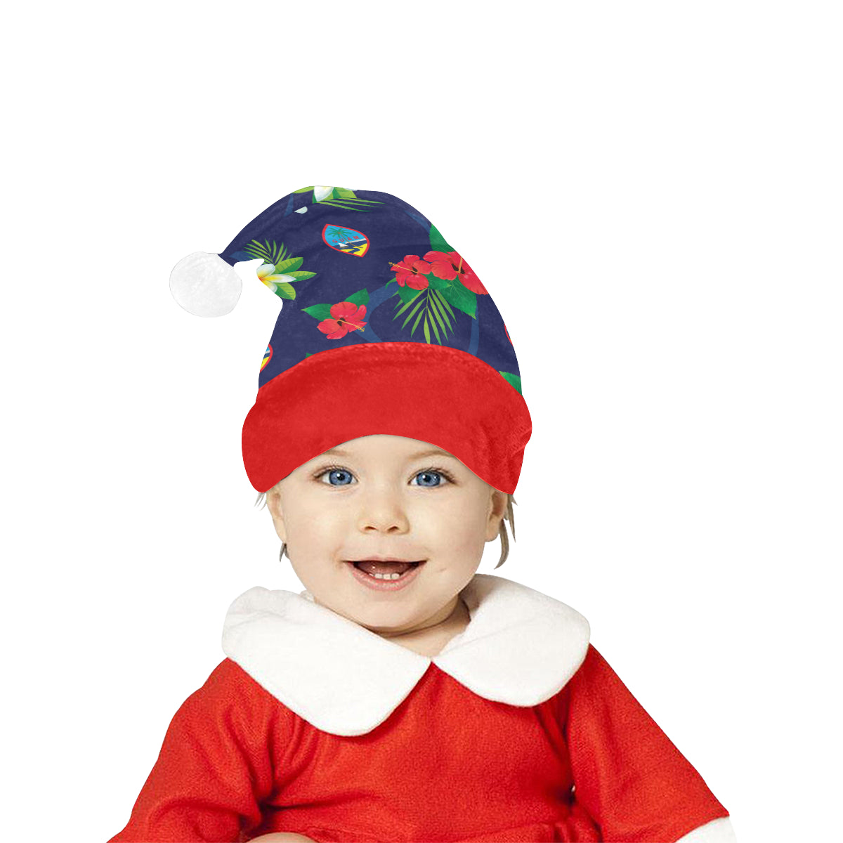 Guam Flag Flowers Christmas Santa Hat