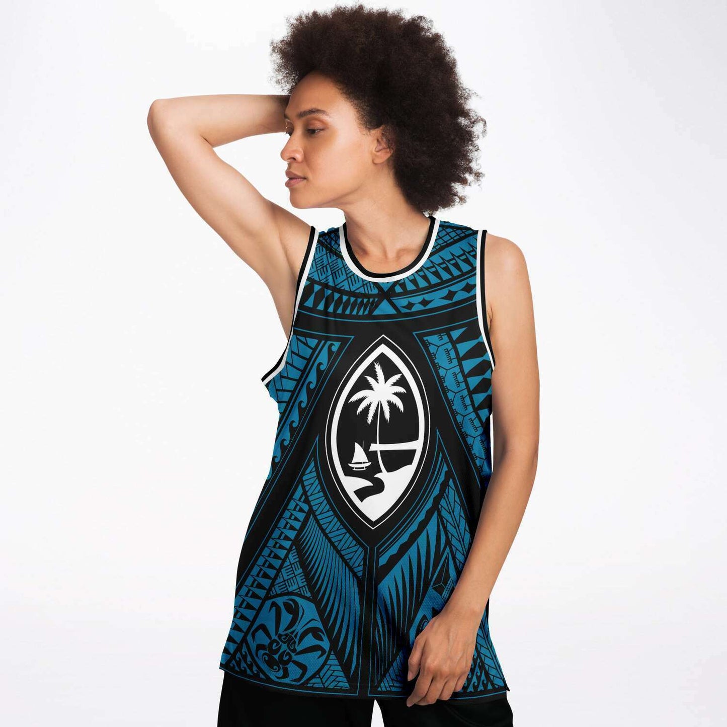 Guahan Tribal Blue Basketball Jersey
