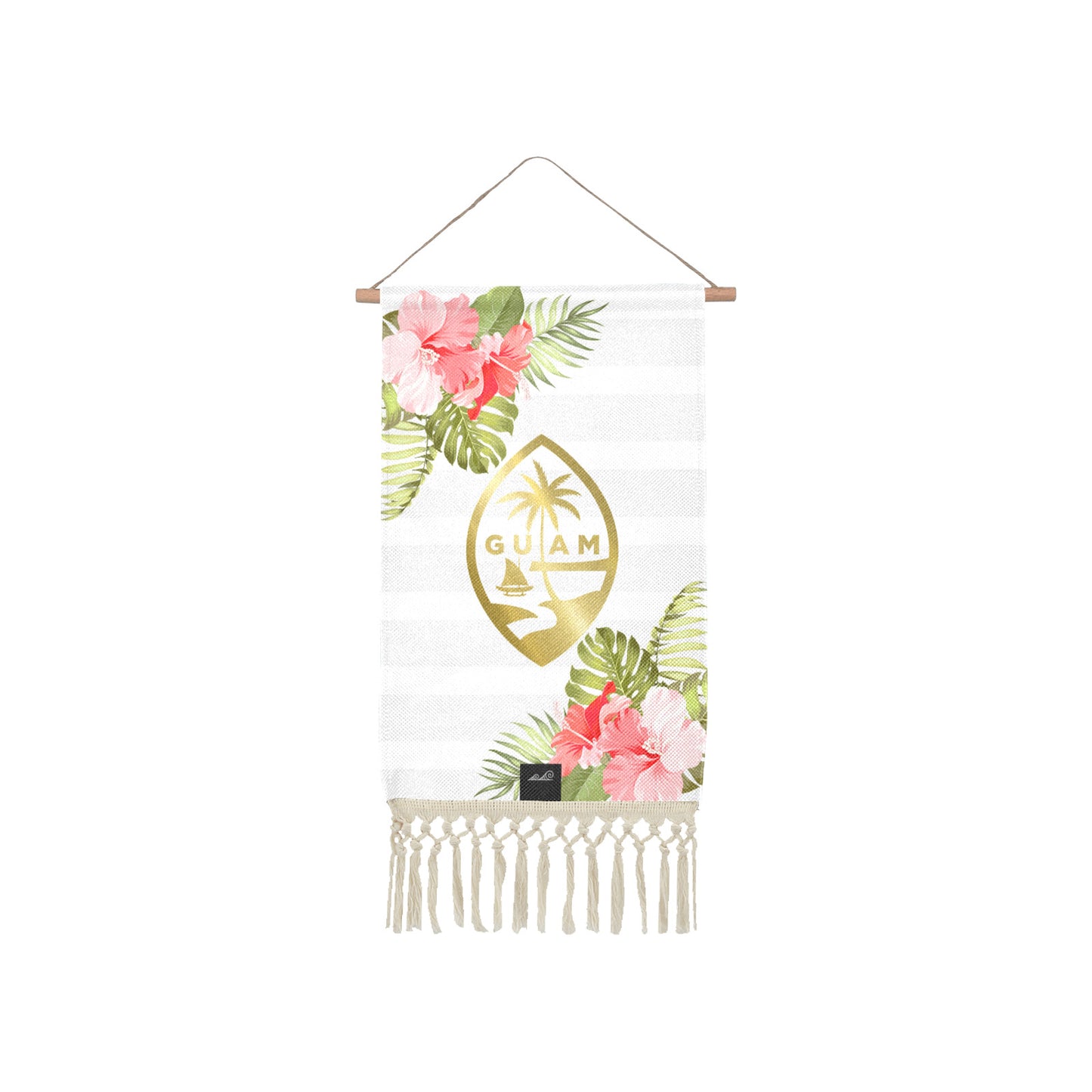 Guam Hibiscus Striped Linen Hanging Poster