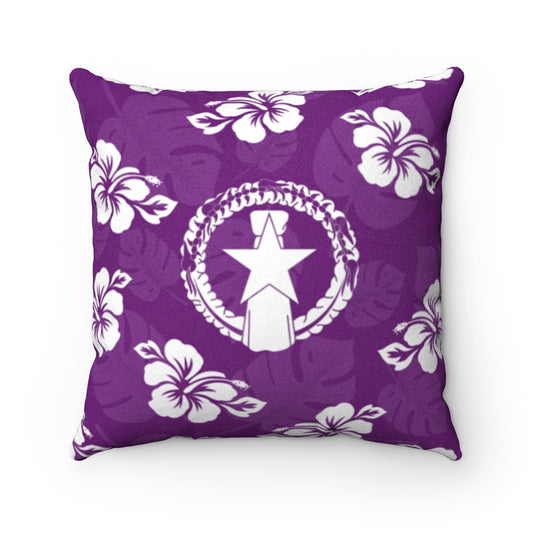 CNMI Classic Purple Hibiscus Faux Suede Square Pillow Case