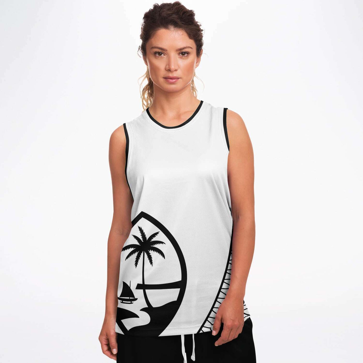Guam Seal Tribal White Basketball Jersey