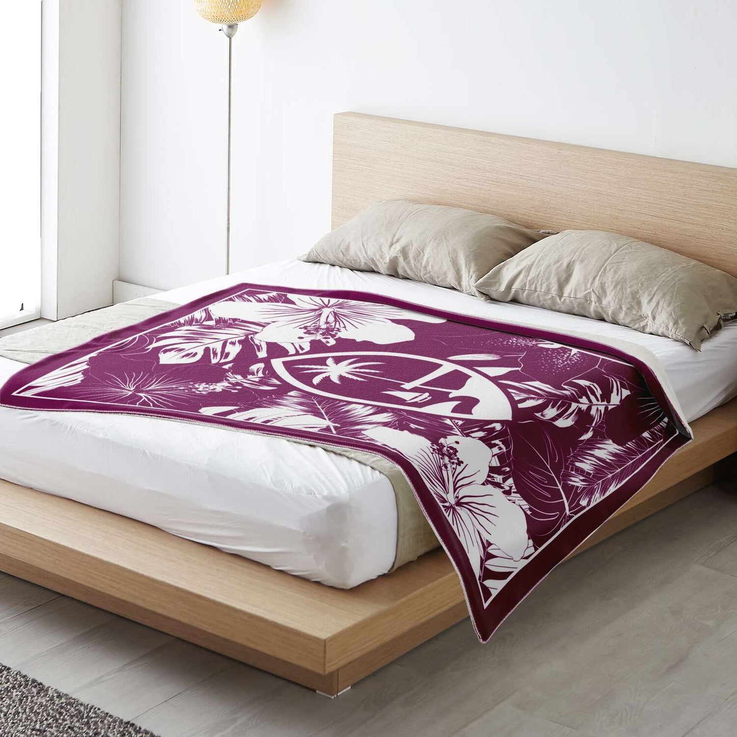 Guam Hibiscus Purple Microfleece Blanket