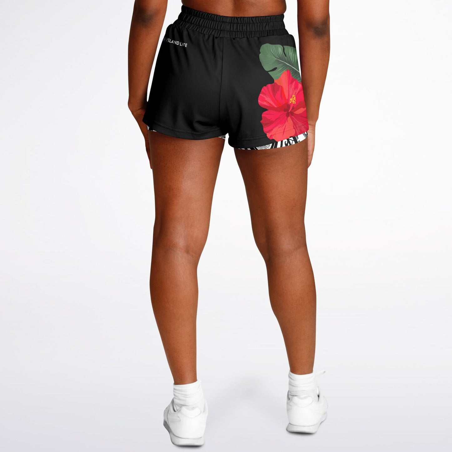 Guam Red Hibiscus Paradise Layer 2-in-1 Phone Pocket Active Shorts