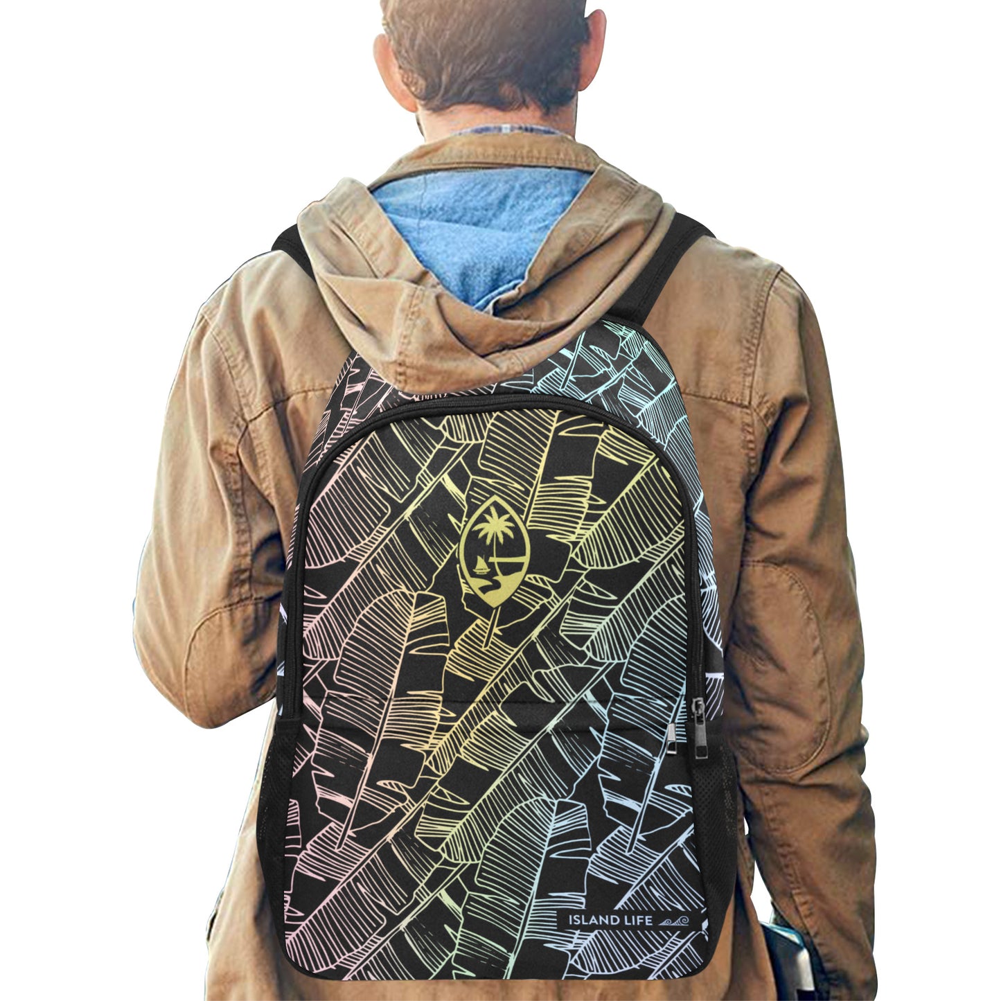 Guam Rainbow Banana Leaves Laptop Side Pockets Backpack