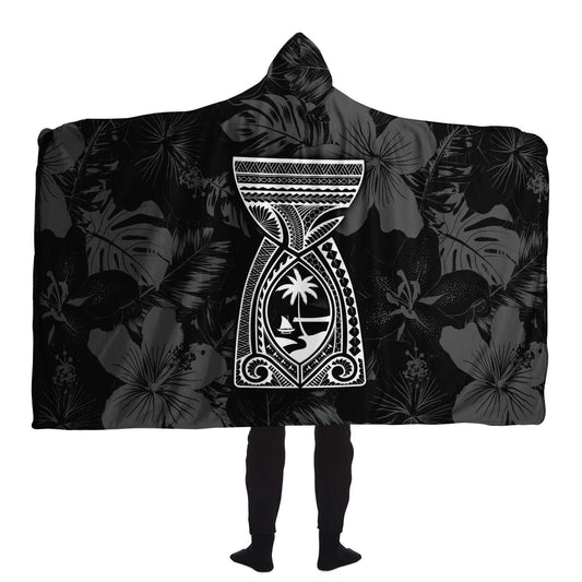 Latte Stone Guam Tribal Black Premium Sherpa Hooded Blanket