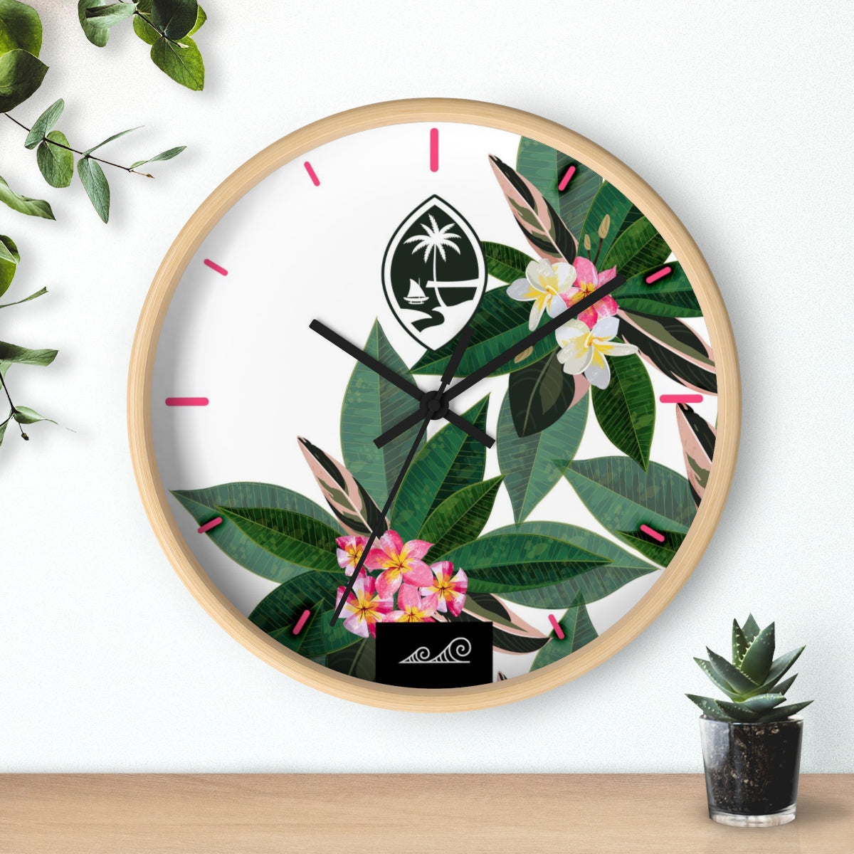 Guam Plumeria Wall Clock