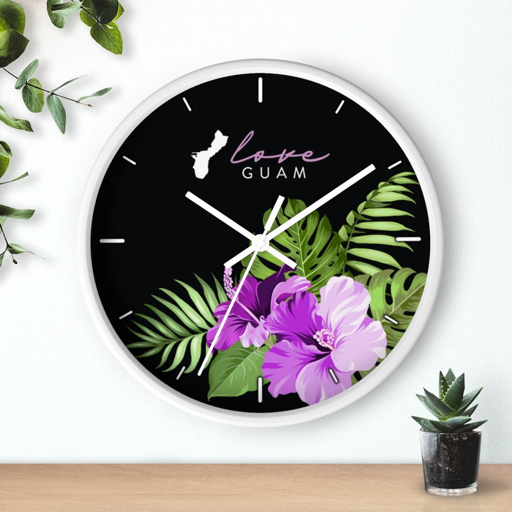 Love Guam Purple Hibiscus Wall clock