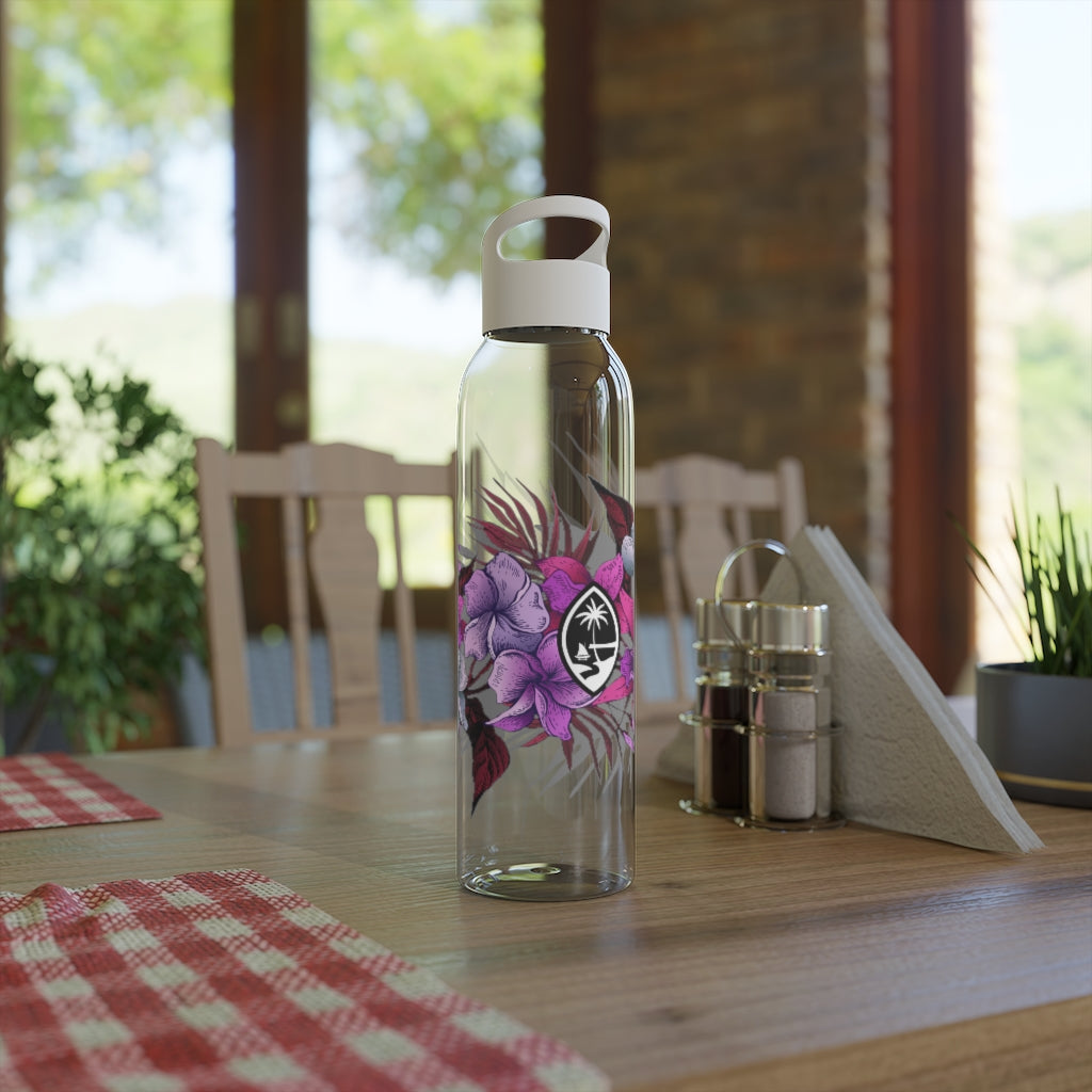 Guam Vintage Hibiscus Sky Water Bottle