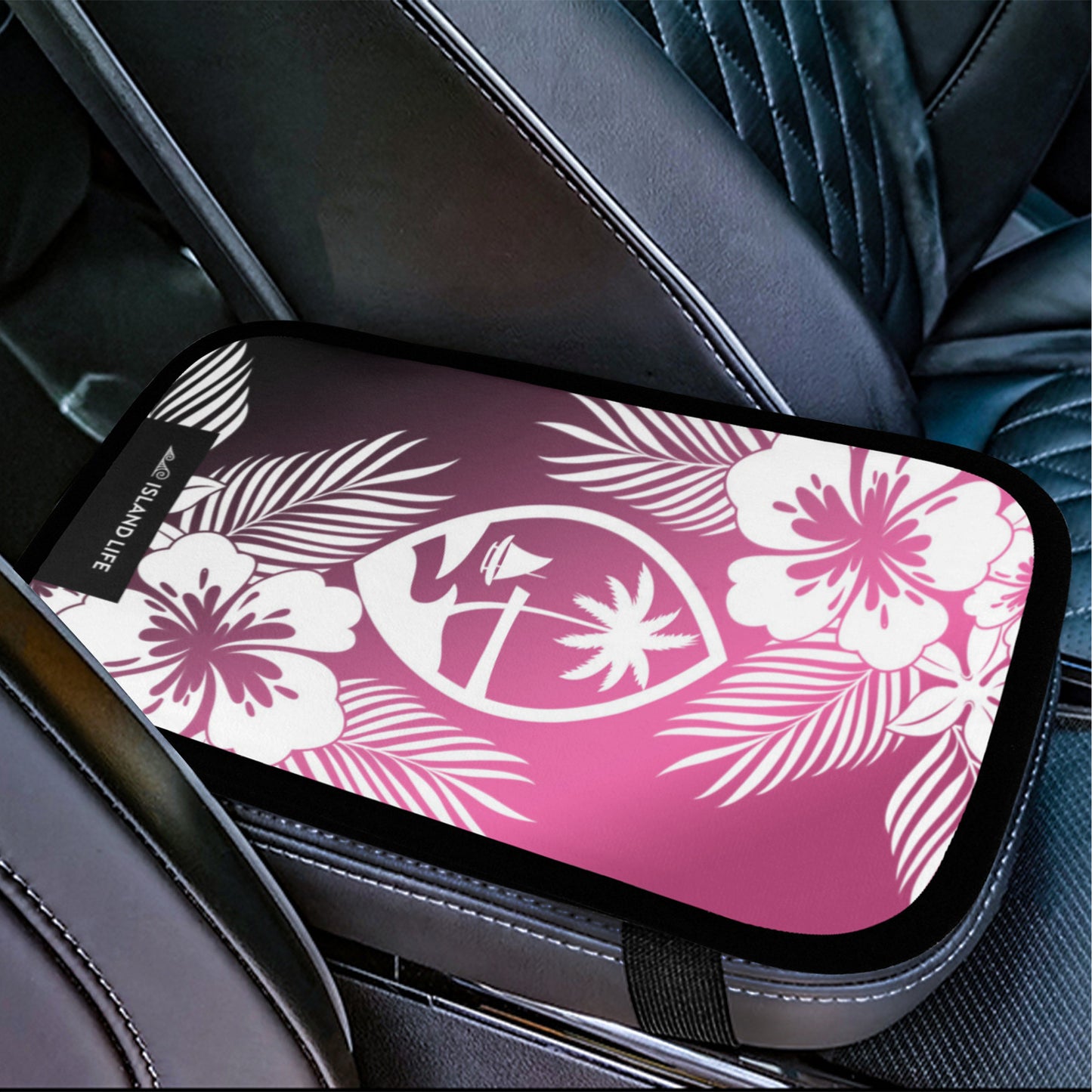 Guam Tropical Hibiscus Pink Car Armrest Cover
