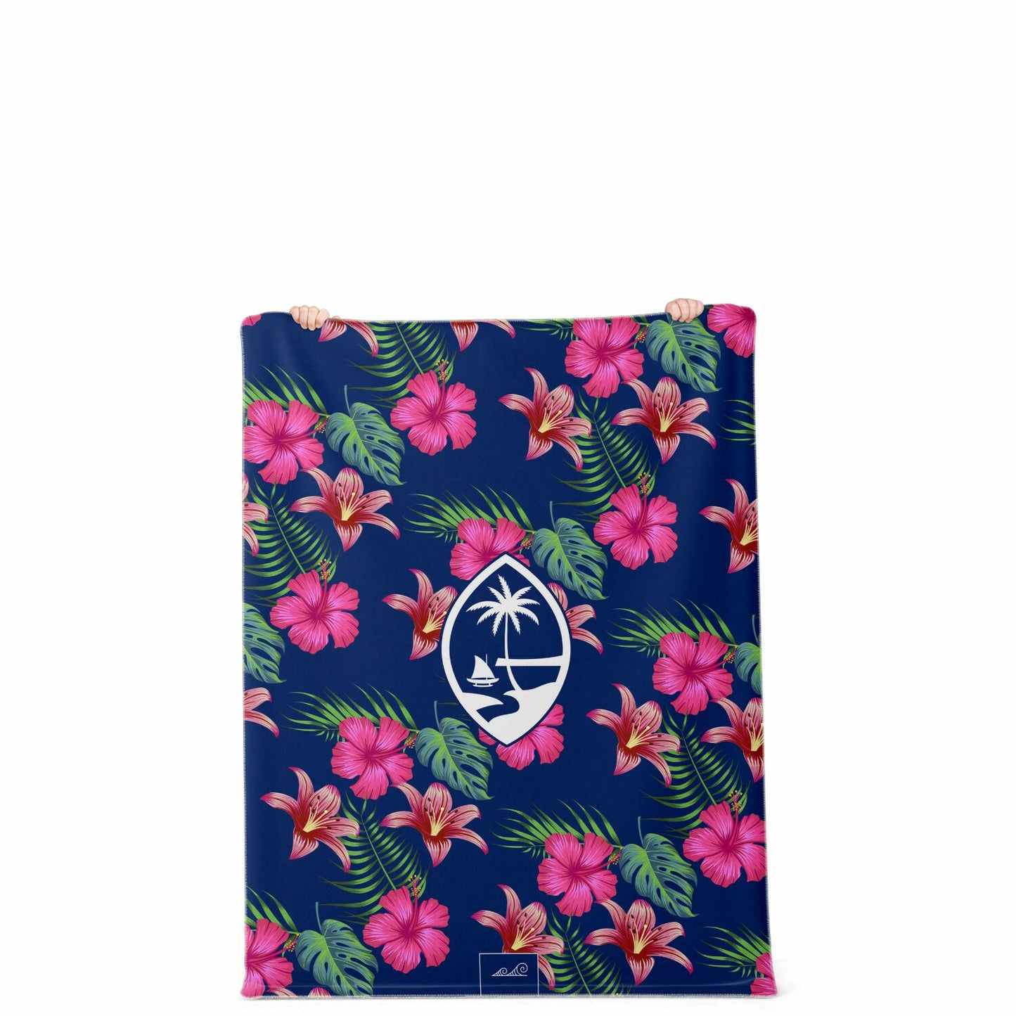 Guam Hibiscus Island Blue Microfleece Blanket