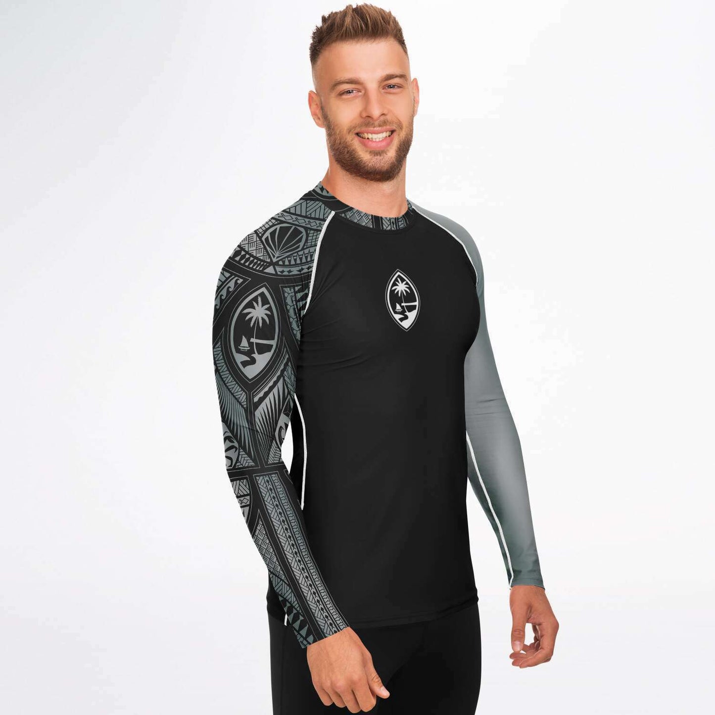 Guahan Tribal Men's Gray Rashguard