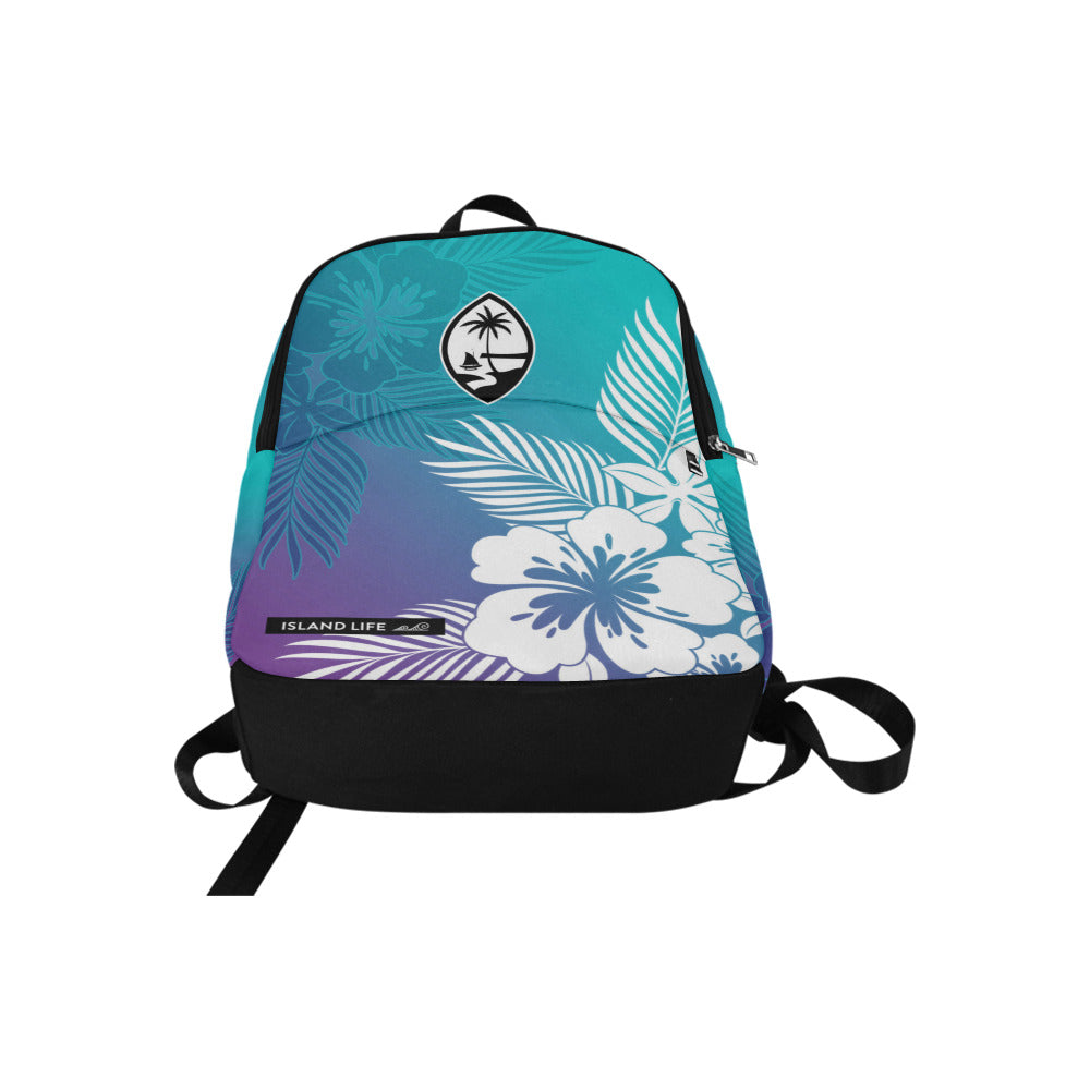 Guam Tropical Hibiscus Teal Purple Laptop Backpack