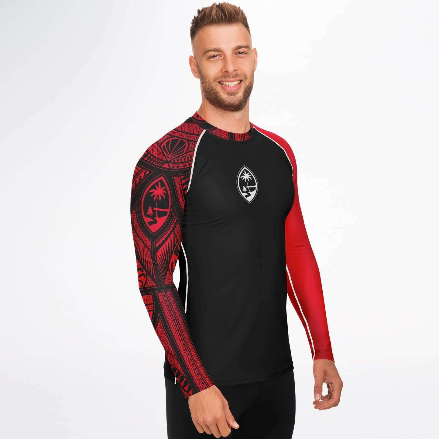 Guahan Tribal Men's Red Rashguard