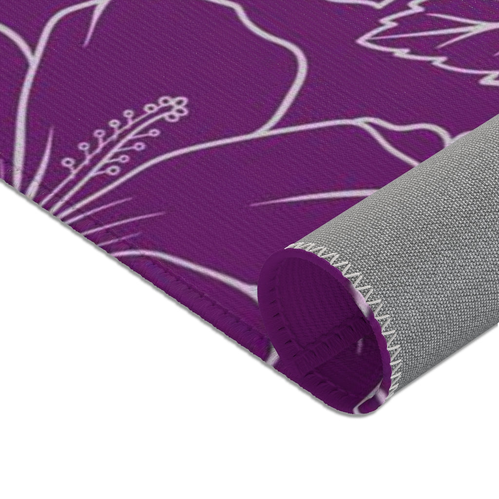 Guam CNMI Modern Hibiscus Purple Area Rug