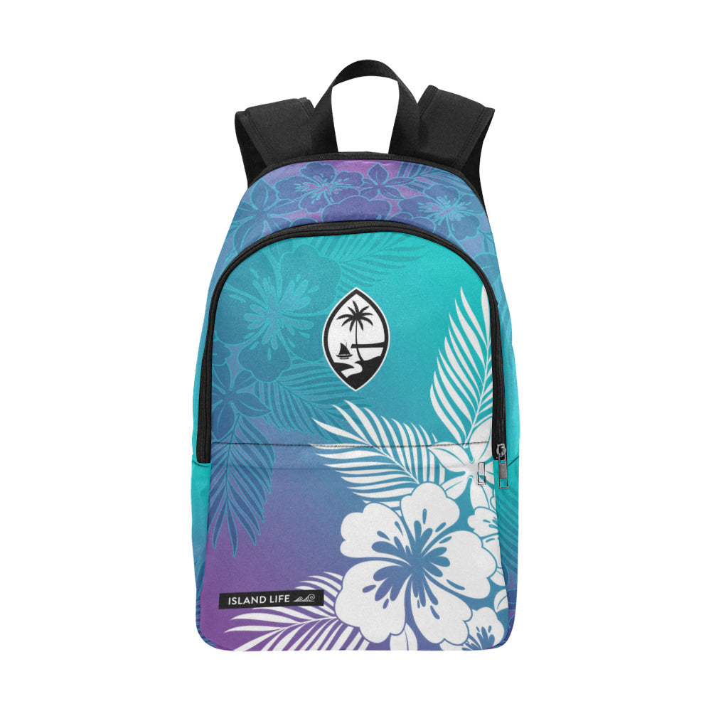 Guam Tropical Hibiscus Teal Purple Laptop Backpack