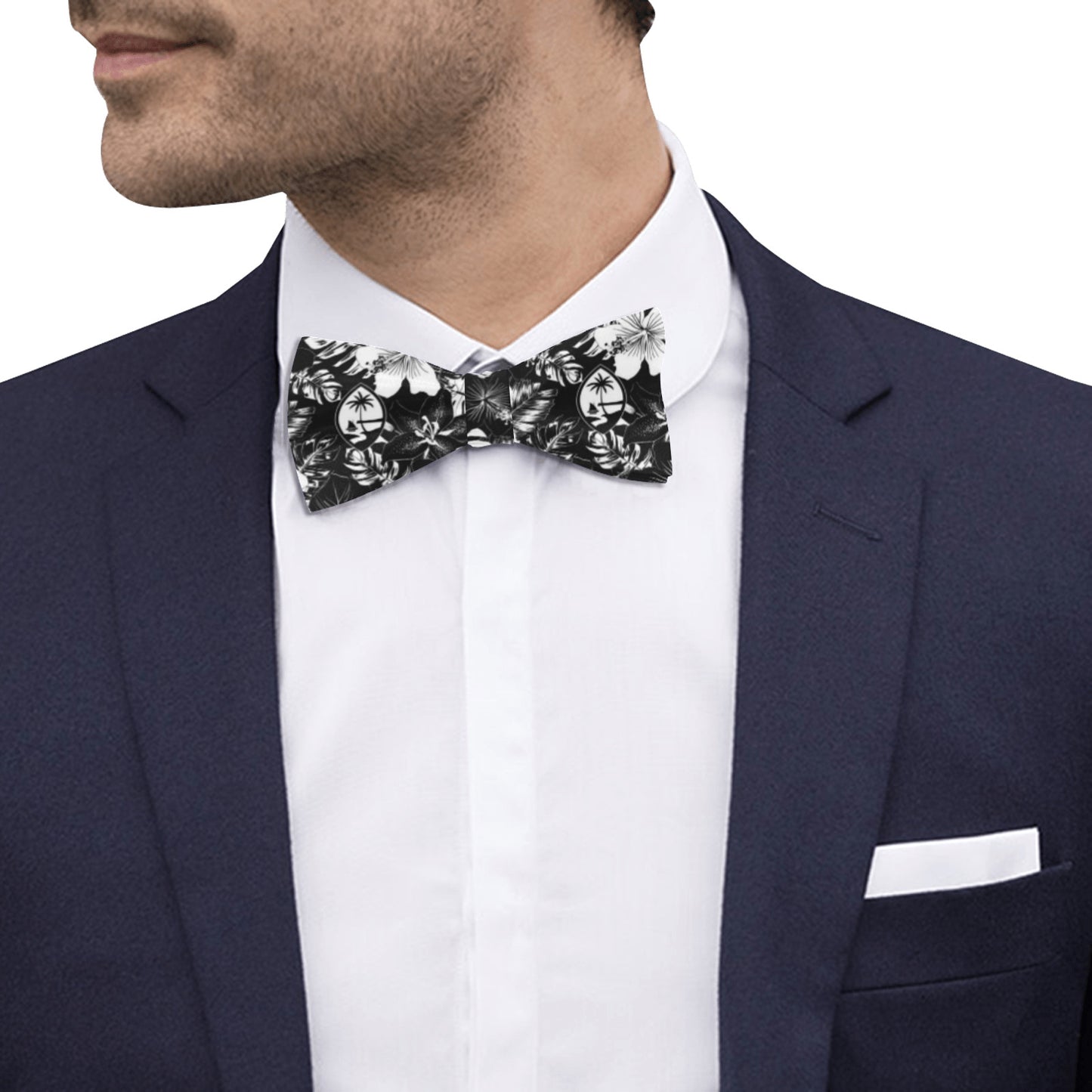Guam Floral Hibiscus Black Bow Tie