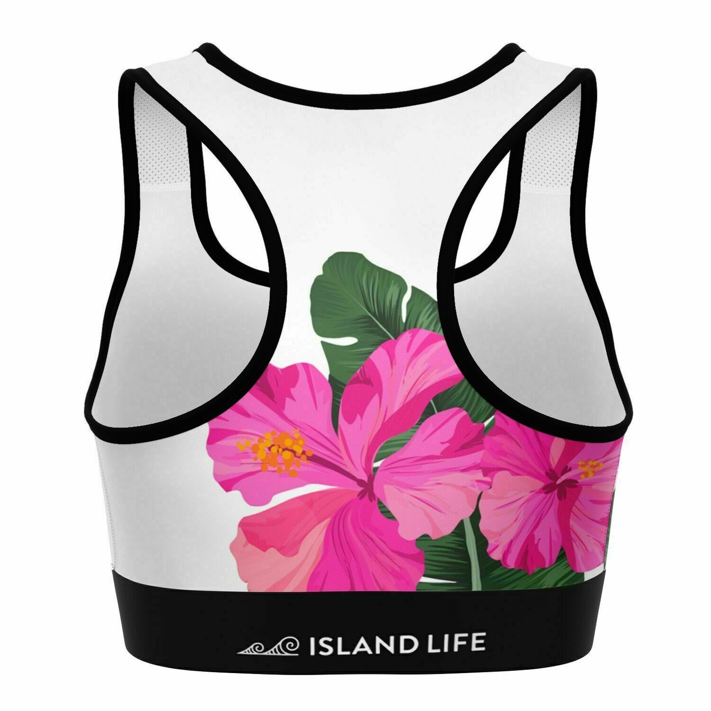 Guam Pink Hibiscus Paradise Sports Bra