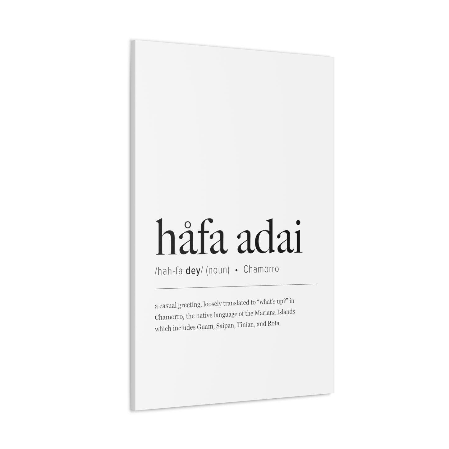 Hafa Adai Definition Chamorro Guam CNMI Canvas Gallery Wrap