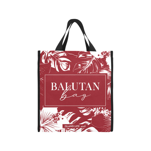 Guam CNMI Red Floral Balutan Large Picnic Tote Bag