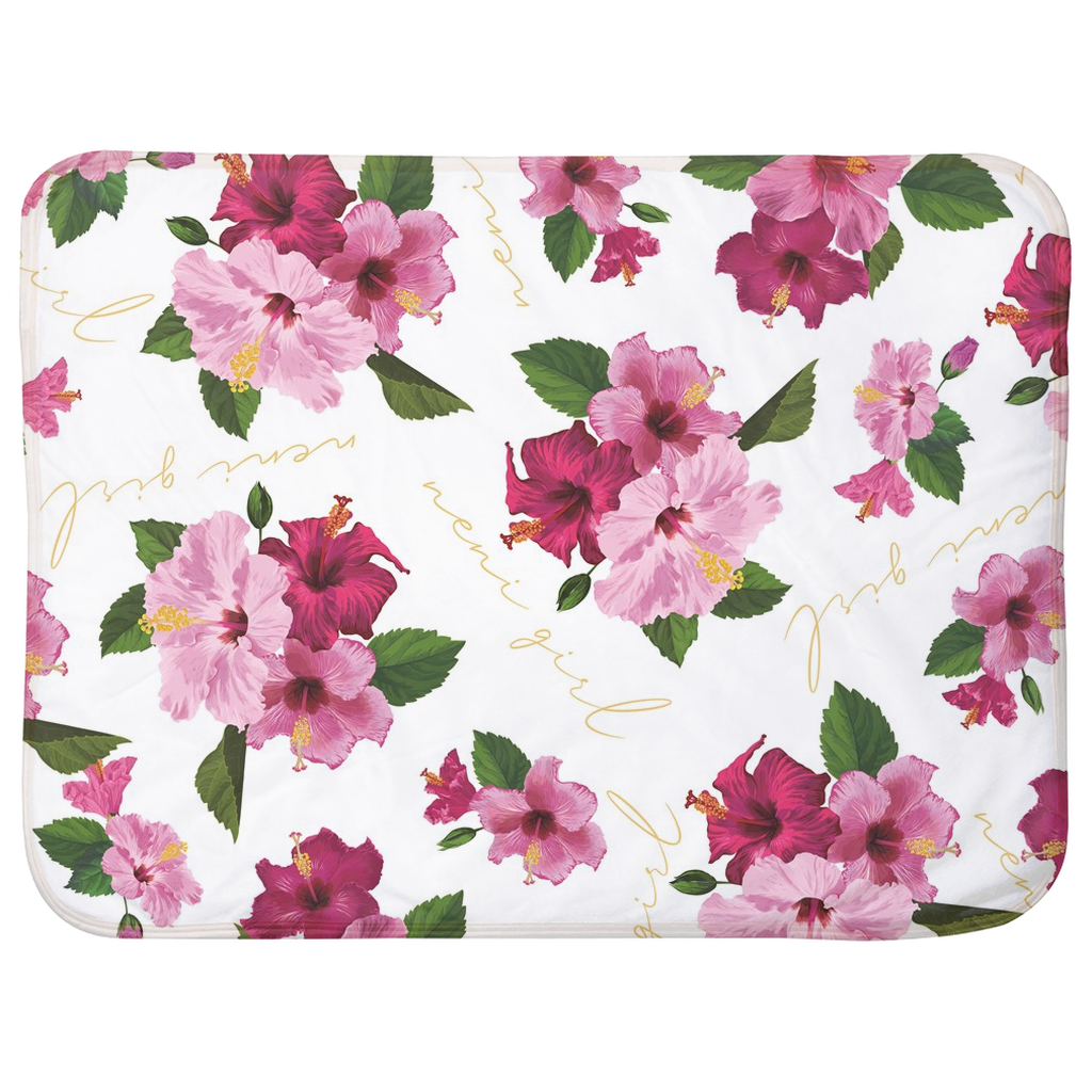 Neni Girl Fuchsia Hibiscus Guam CNMI Sherpa Baby Blanket
