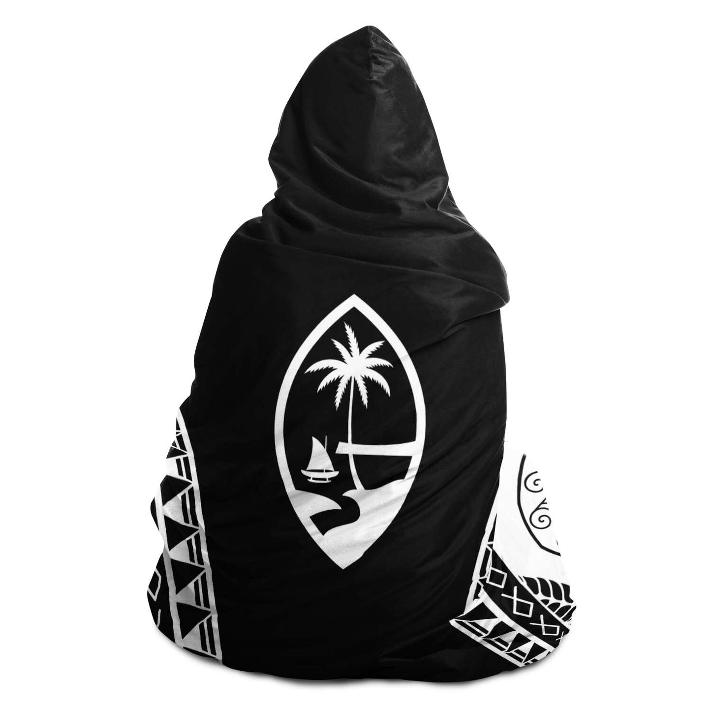 Guam Tribal Black Premium Sherpa Hooded Blanket