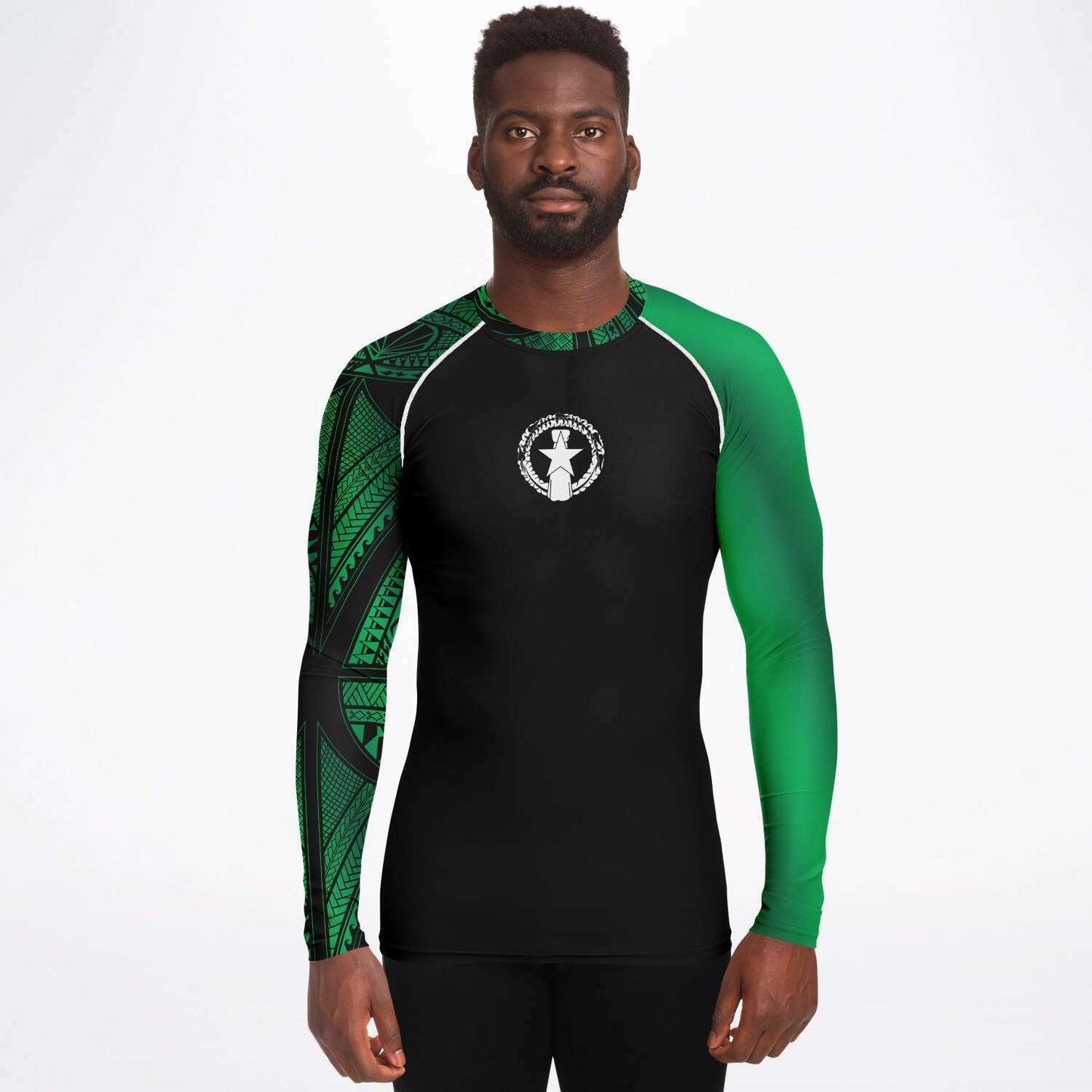 CNMI Tribal Men's Green Rashguard